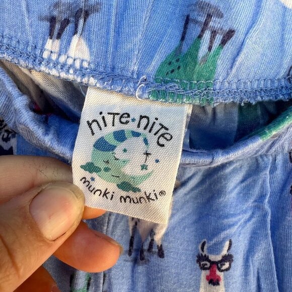 Nite Nite Munki Munki Llama Pajama Blue Jammie Pants Size S - Picture 2 of 8